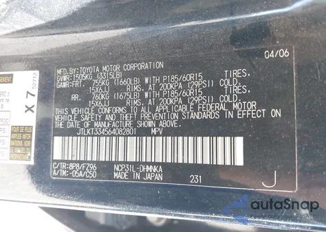 2006 Scion Xb z USA, uszkodzony, nr VIN JTLKT334564082801